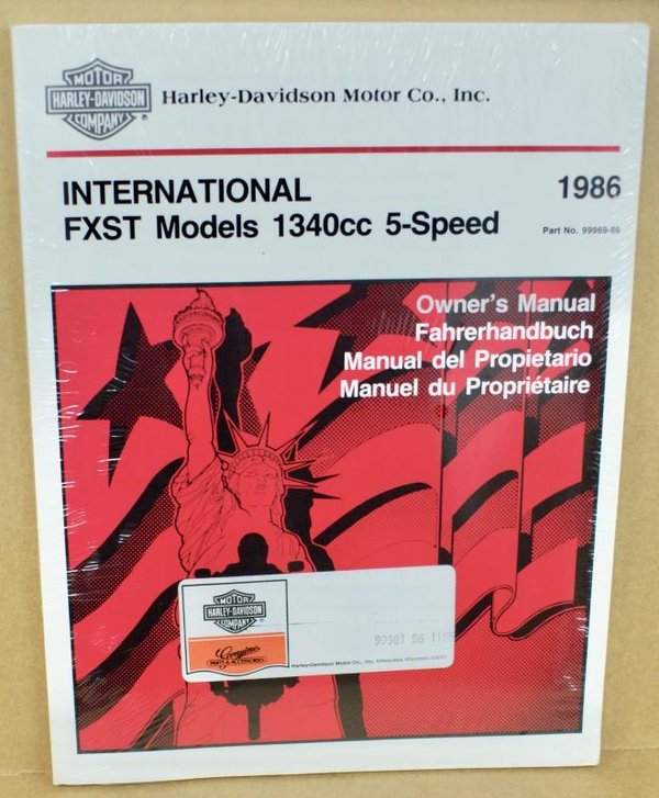 Harley original Fahrerhandbuch Softail FXST owners manual 86