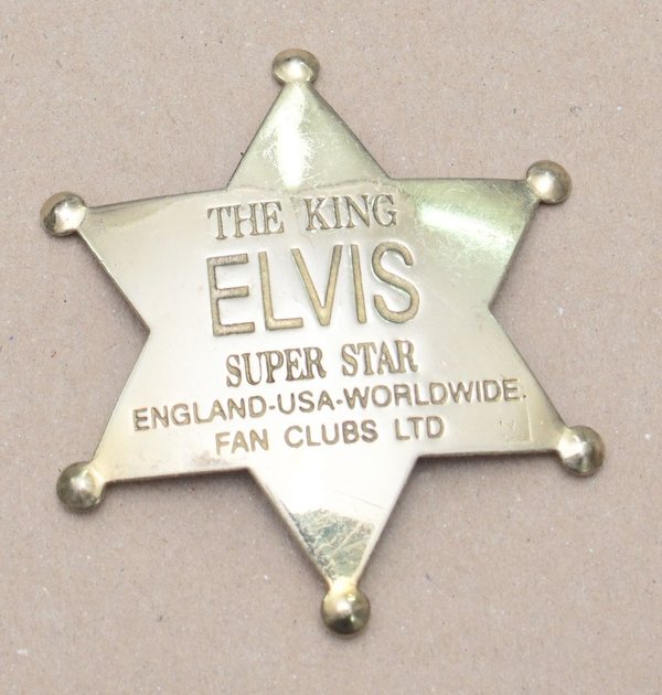 Elvis Presley Sheriff Stern Emblem Pin Star Brass Messing Button Anstecknadel