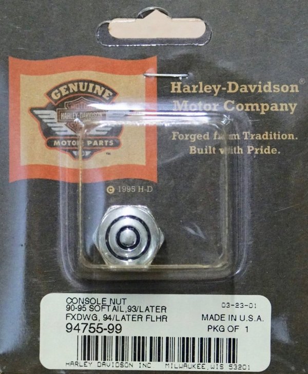 Harley original Dash Cover Tank Konsolen Mutter "Bullseye" chrom Console Nut