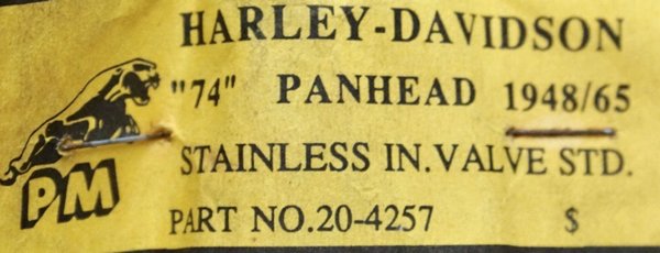 Harley PM Ventil Einlassventil Intake Valve Stainless Steel Panhead 48-65
